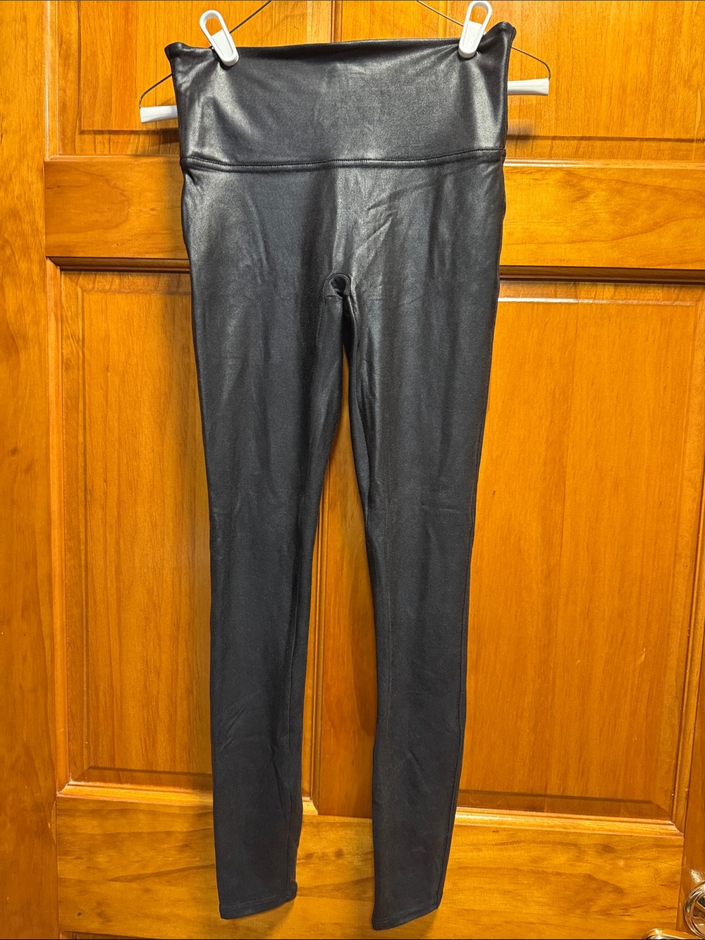 SPANX High-Waist Faux Leather Leggings in Black